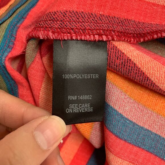 Torrid Harper Gauze Blouse Womens 1 Multi Rainbow Stripe Button Front Sleeveless - Picture 9 of 13